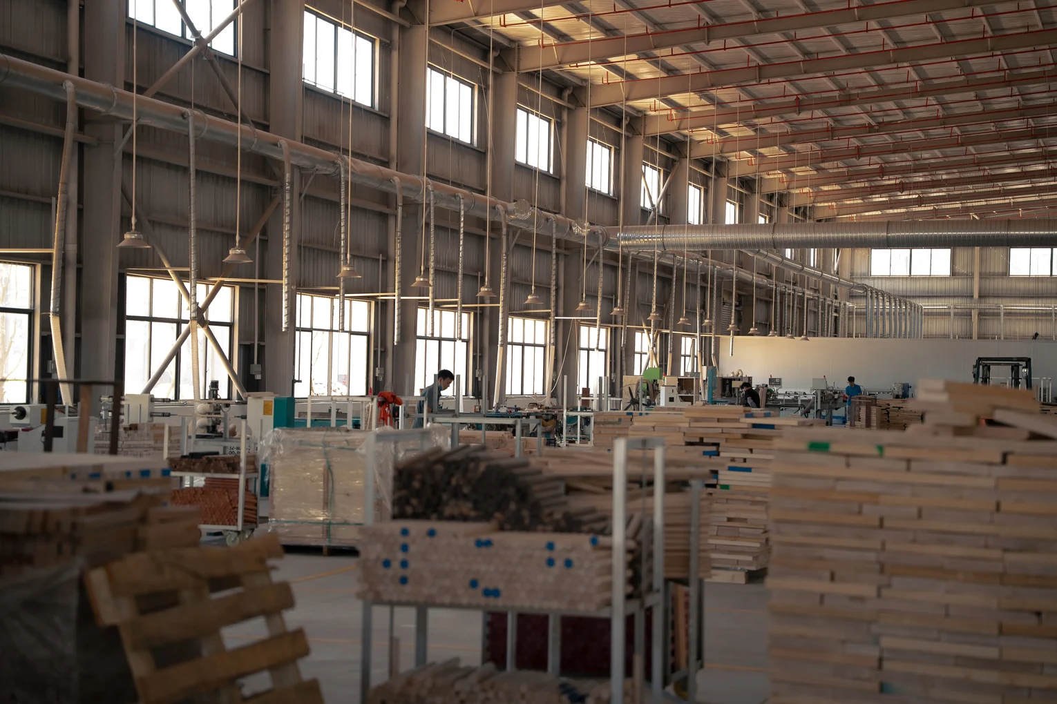 JazzCue workshop with wood materials prepared for cue production